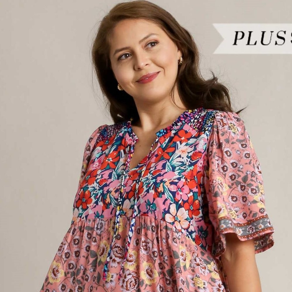 Bohemian Floral Print Maxi Dress - Plus Size XL - Navy Multicolor - Picture 5 of 7